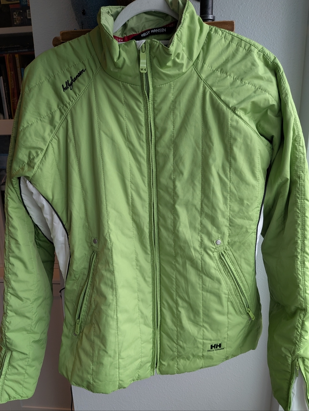VTG Helly Hansen Quilted Puffer Jacket Lime Green White Thinsulate Large Gorpcor